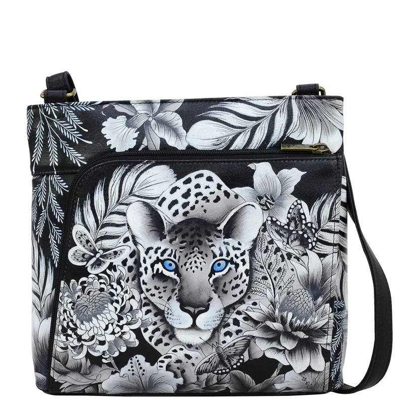 Borsa a tracolla con organizer con zip frontale - 651