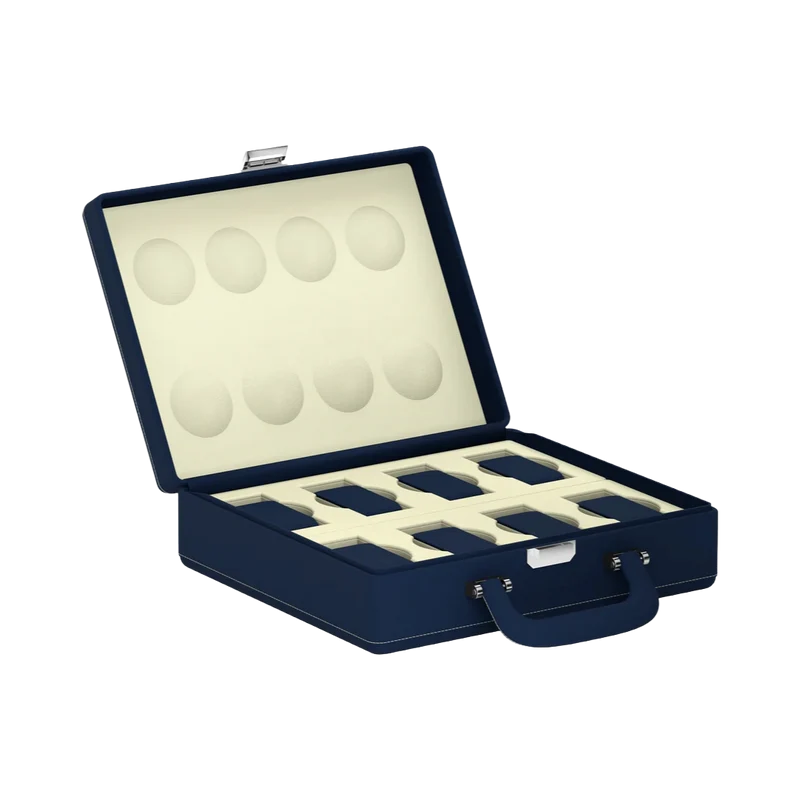 Valigetta 8 Pelle blu notte/crema