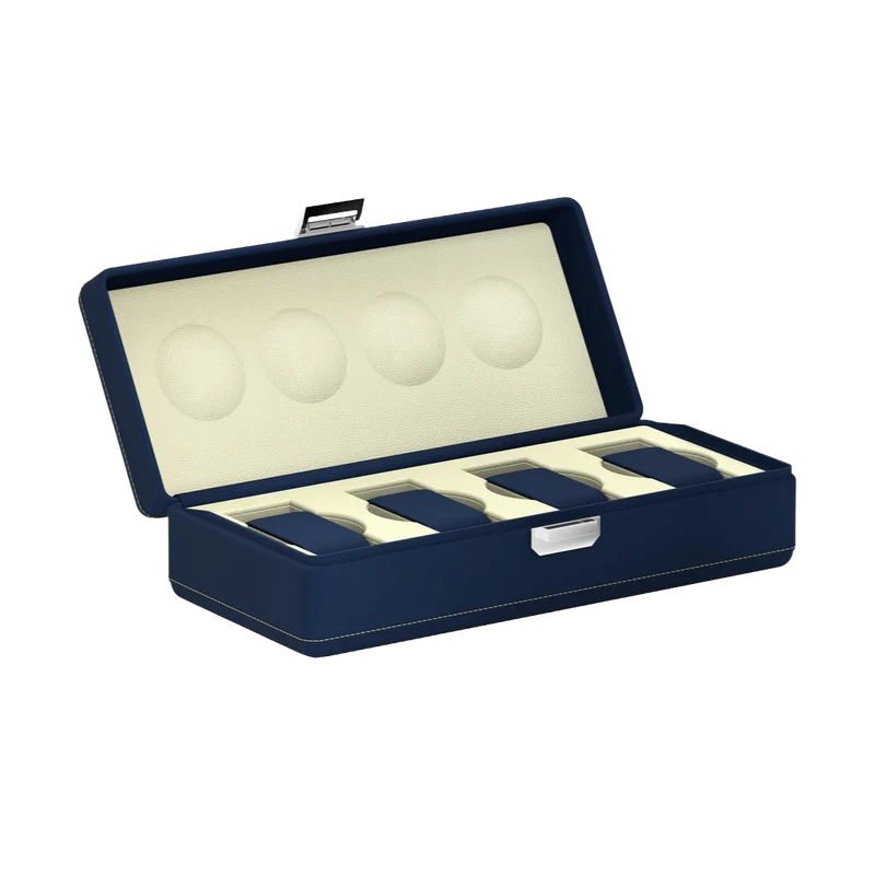 Valigetta 4 Pelle blu notte/crema