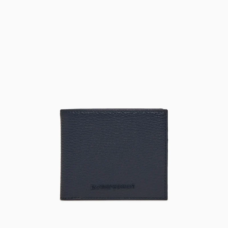 Portafoglio coin pocket in pelle bottalata Blu Navy