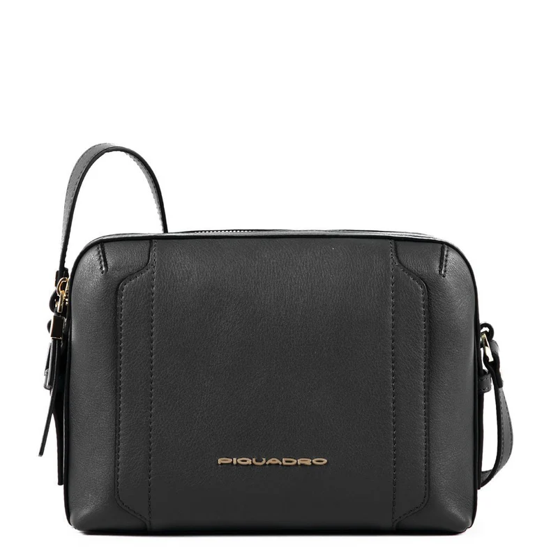 Camera case 2 zipper in pelle Circle Nero