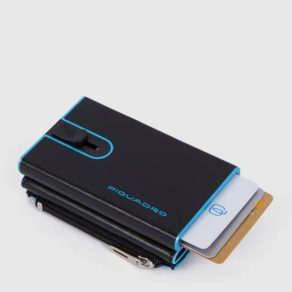 Compact wallet porta monete con sliding system Nero