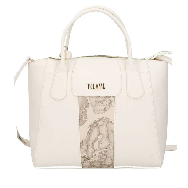 Borsa Donna Grande a Mano 1A Classe Alviero Martini linea Bloom City Avorio e Geo Rafia LD25