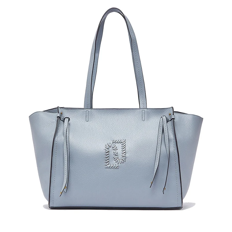 Tote Bag Large Donna LIU JO effetto Bottalato Azzurro con Logo Ricamato