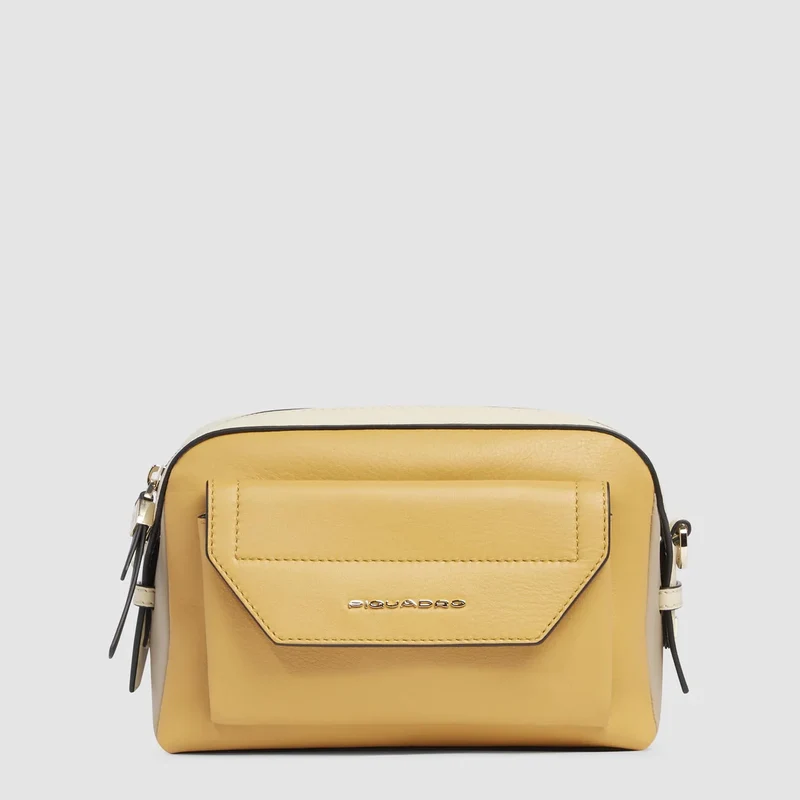 Tracolla piccola in pelle modello camera bag Giallo Beige