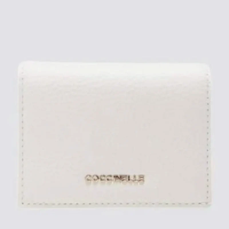 Portafoglio Donna Mini COCCINELLE in Pelle Linea Metallic Soft colore Blanco Chiuso con Bottone