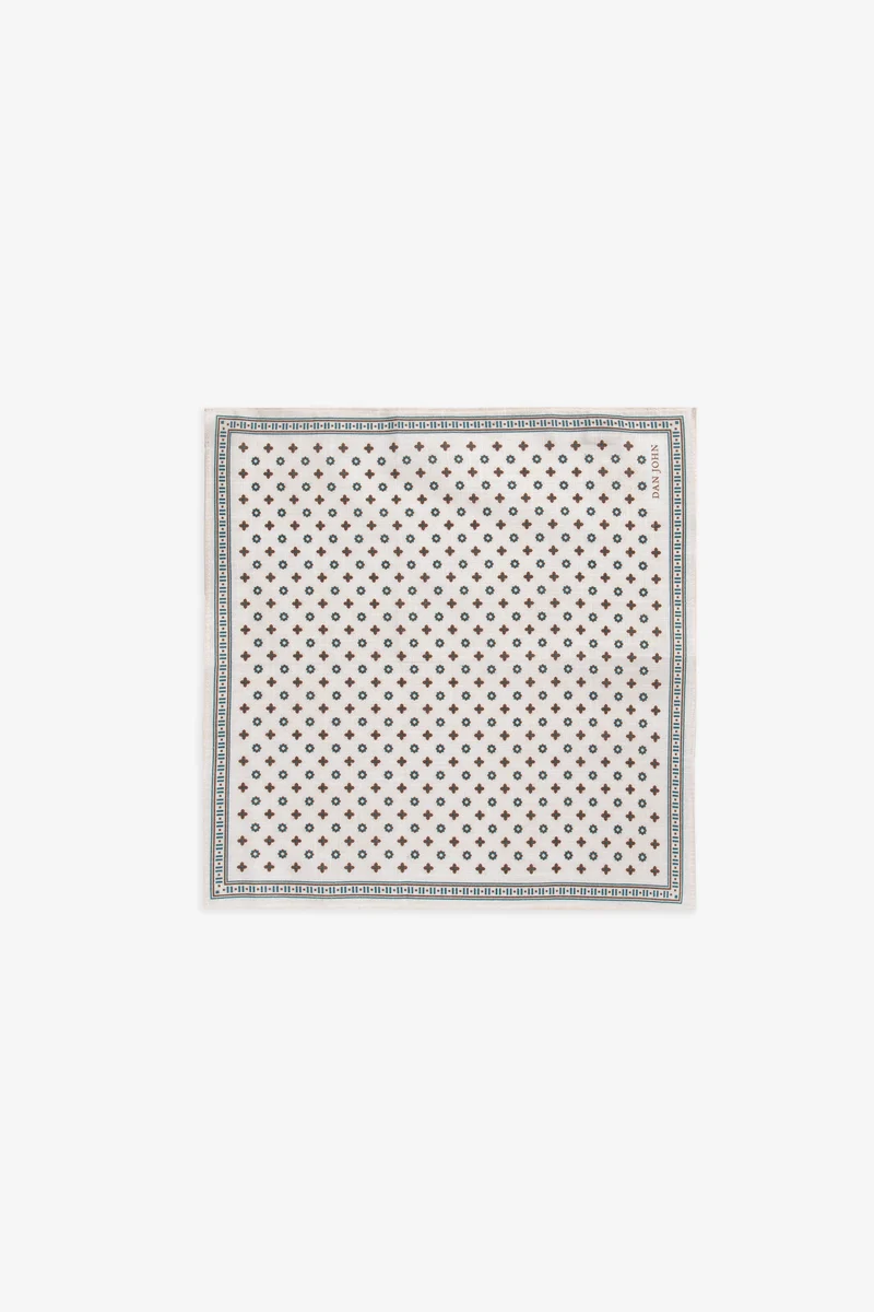 Pochette disegno geometrico fiore panna