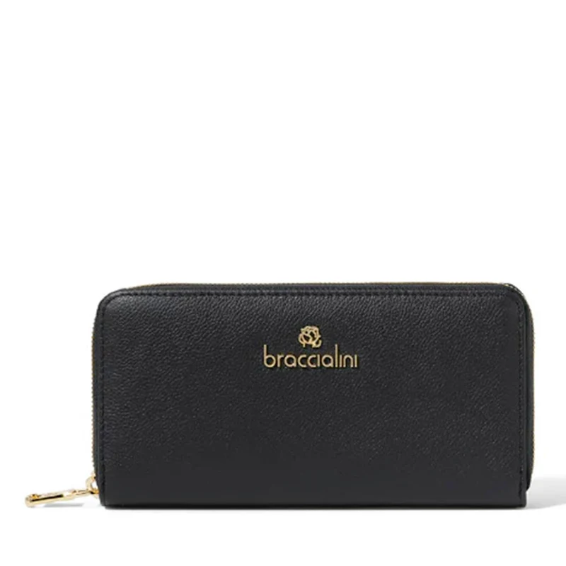 Portafoglio Donna Zip Around BRACCIALINI linea Basic in Pelle Nera