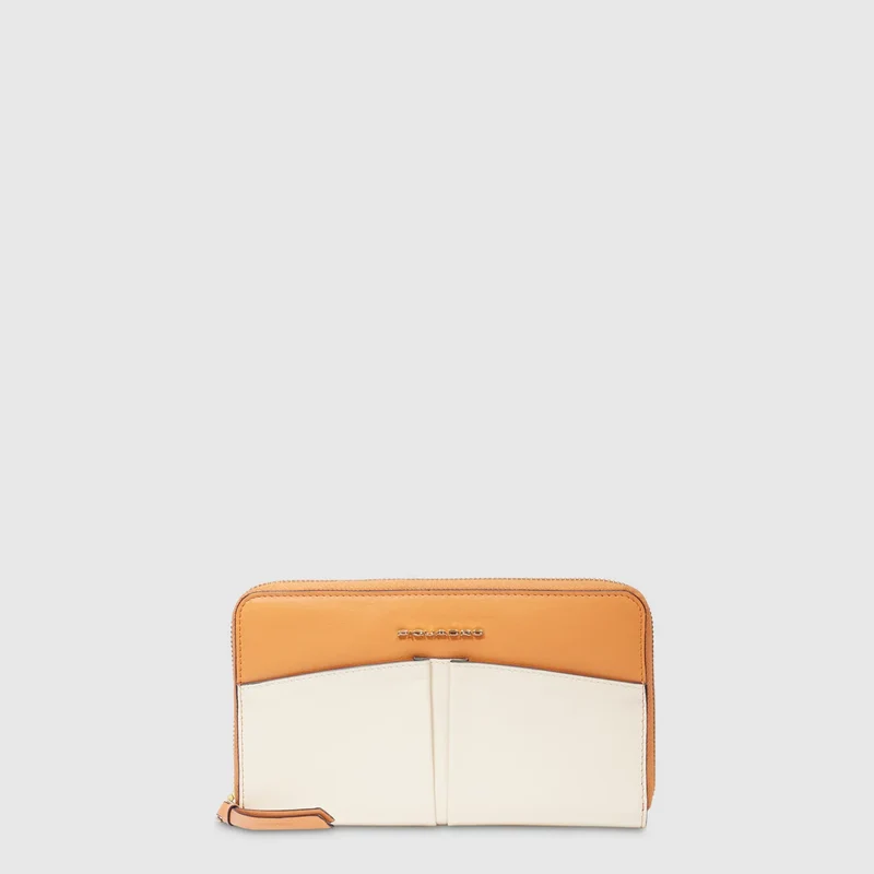 Portafoglio donna grande con zip Arancione