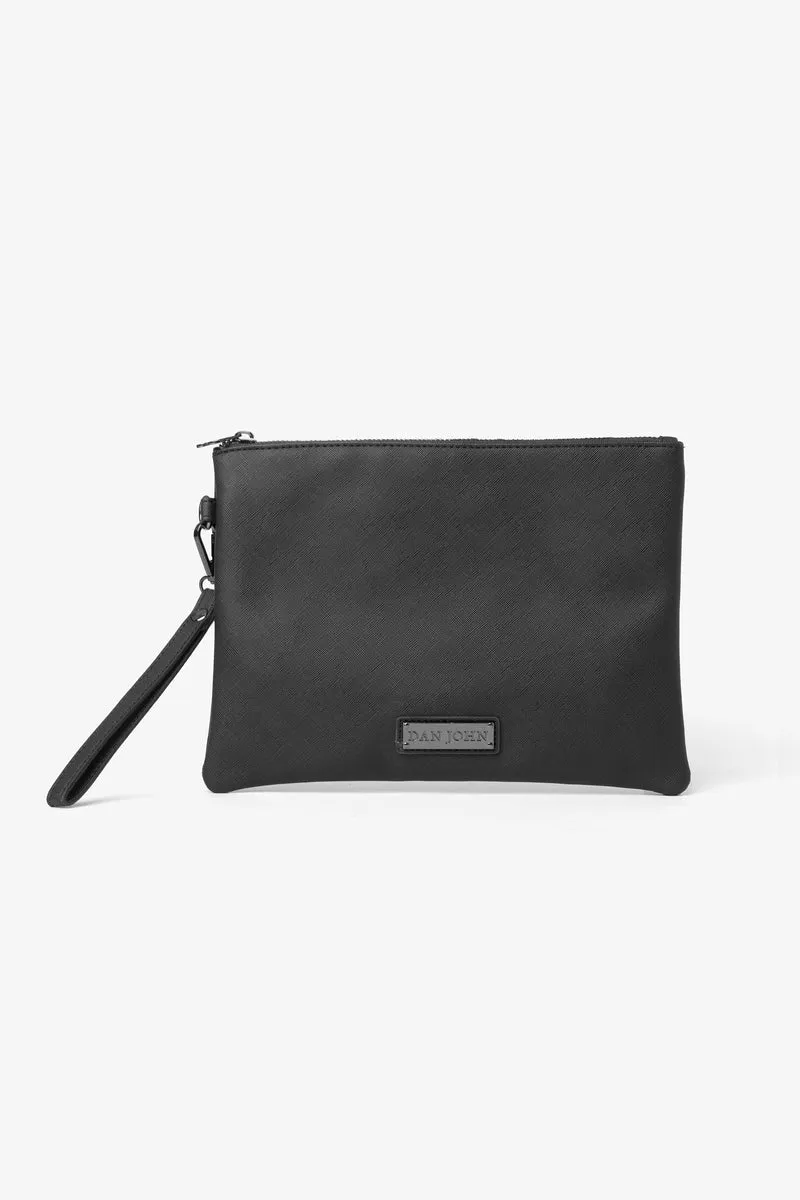 Pochette in ecopelle saffiano nero