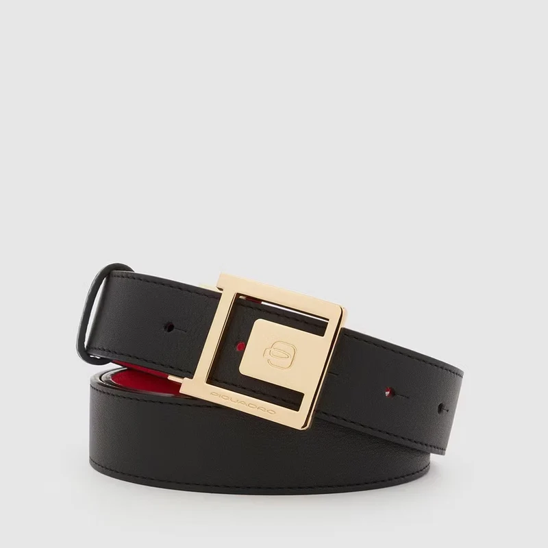 Cintura donna reversibile in pelle Circle Nero