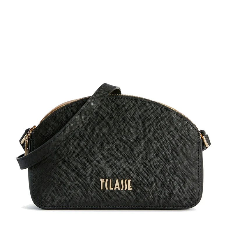 Borsa Doppia Zip a Tracolla 1A Classe Alviero Martini linea Aura Bag stampa Saffiano Nera LF04