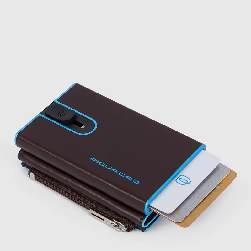Compact wallet porta monete con sliding system Mogano
