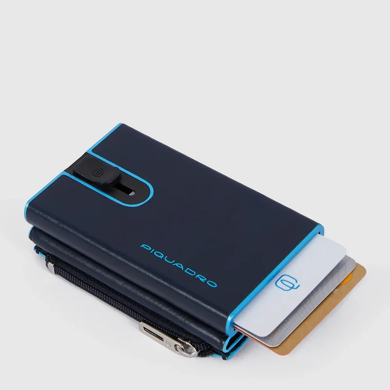 Compact wallet porta monete con sliding system Blu Notte