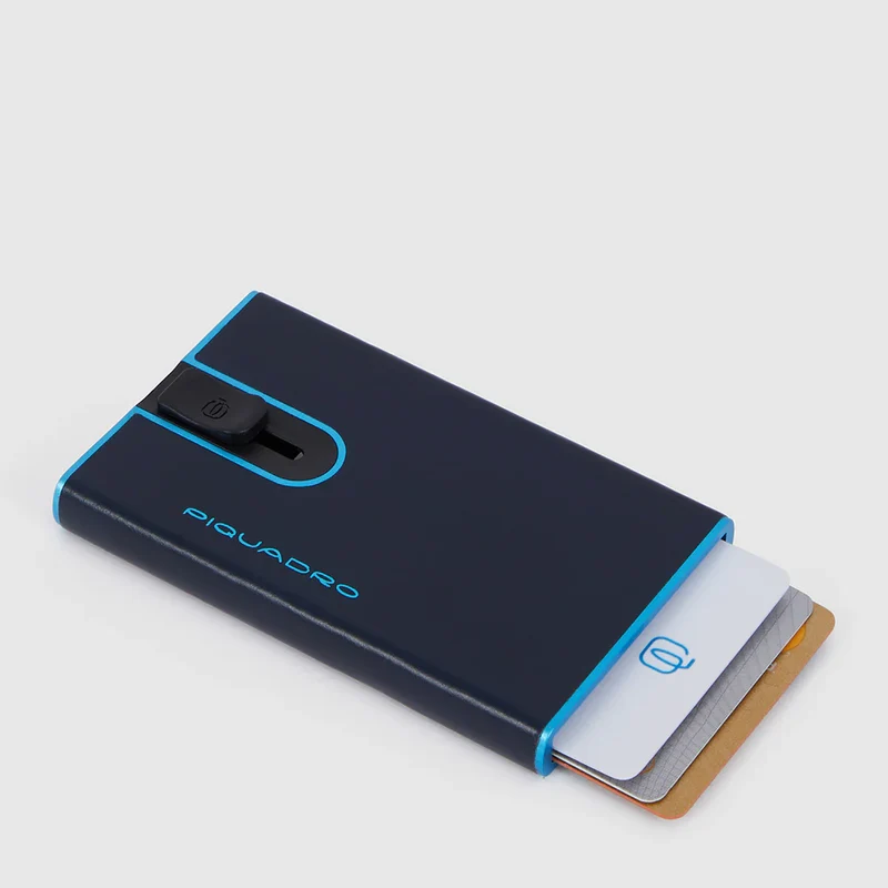 Porta carte di credito con sliding system Blu