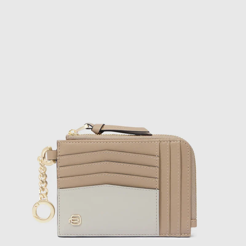 Portamonete donna con portachiavi Beige