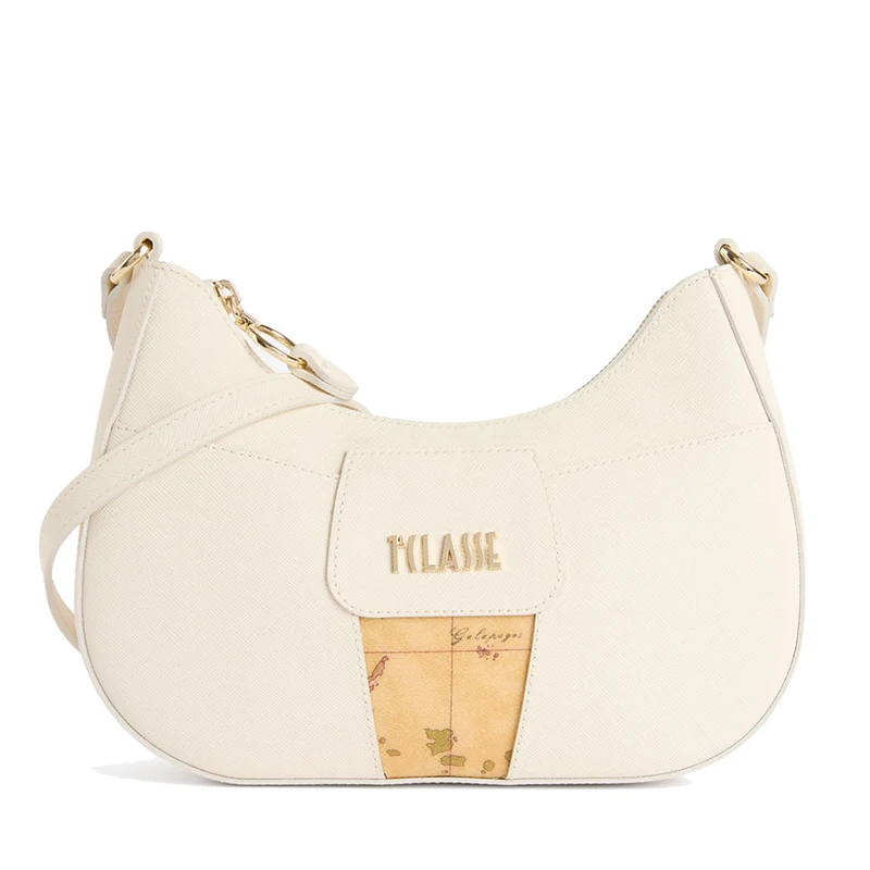 Borsa Donna Mezzaluna Piccola a Tracolla 1A Classe Alviero Martini linea Bloom City Avorio LE50