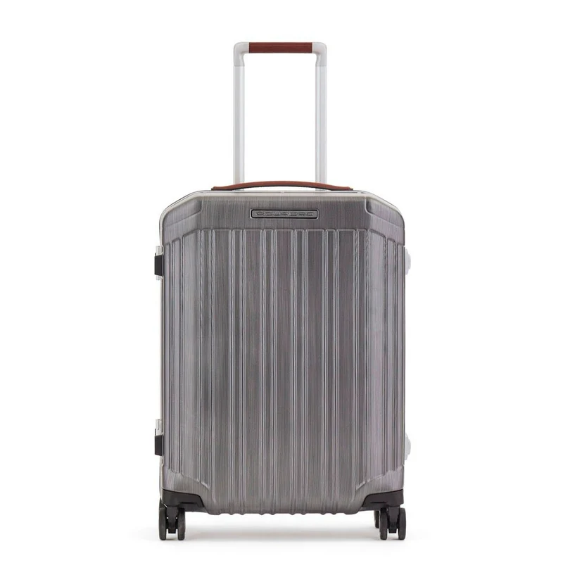 Trolley cabina rigido ultra slim a quattro ruote PQ-Light Nero-Cuoio