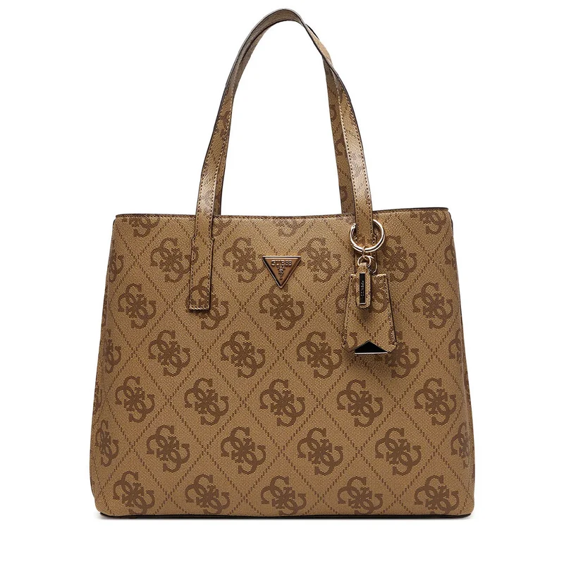 Borsa Donna a Spalla Shopper GUESS Linea Meridian colore Latte Logo