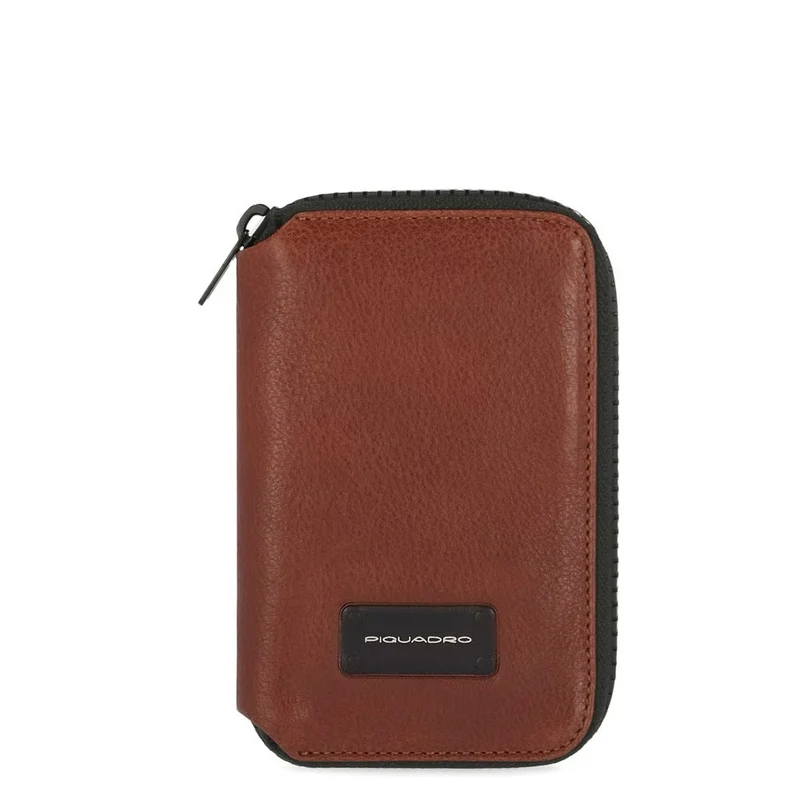 Portafoglio uomo verticale con zip e porta Harper Cuoio