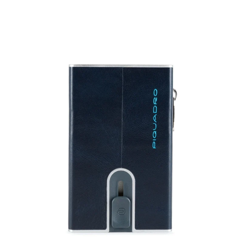 Compact wallet Blu per banconote e carte di credito Blue Square