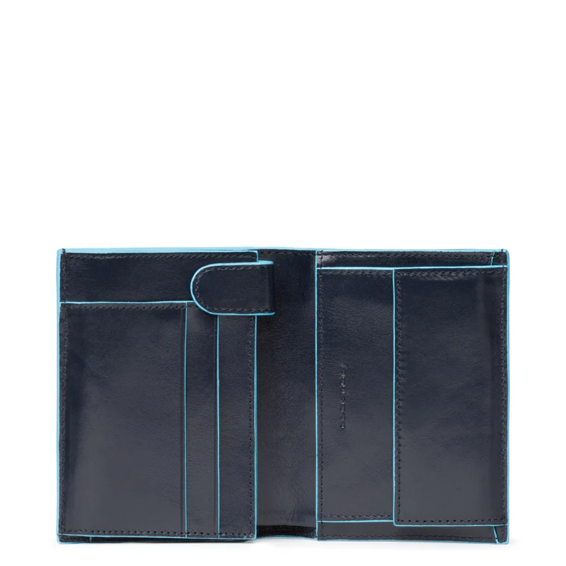 Portafoglio uomo verticale con porta monete porta Blue Square