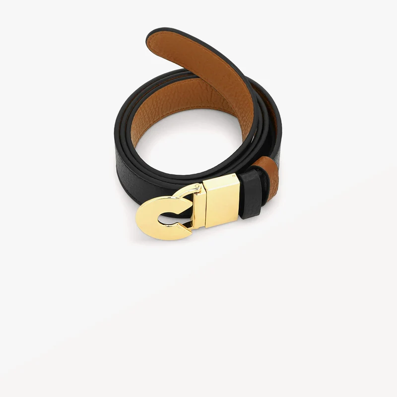 Cintura Logo C Reversibile Noir-Brule