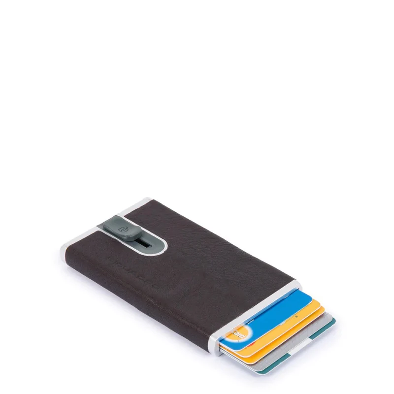 Compact wallet Testa di Moro per carte di credito con sliding sy Black Square