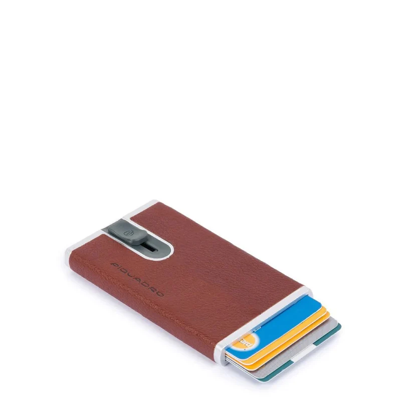 Compact wallet Cuoio per carte di credito con sliding sy Black Square