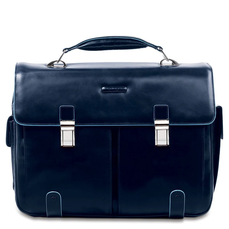 Cartella due tasche due chiusure in pelle Blue Square