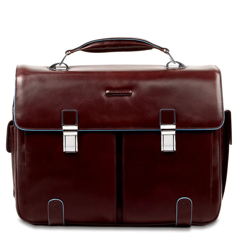 Cartella due tasche due chiusure in pelle Blue Square