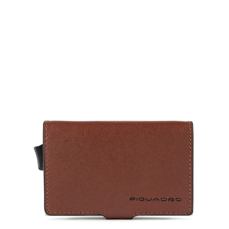Porta carte di credito doppio con Black Square Cuoio