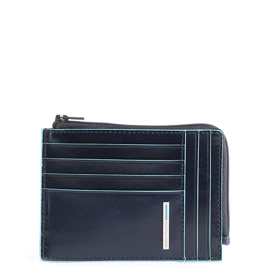 Bustina portamonete documenti/carte di credito blu notte in pelle Blue Square