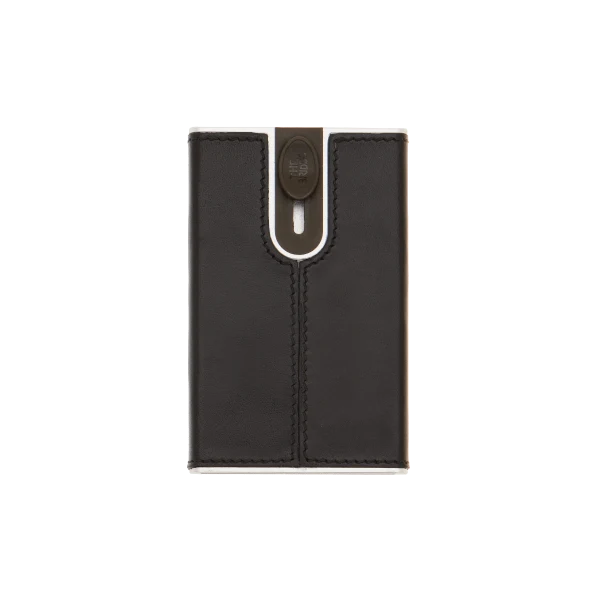 Portacarte in pelle a scatto con protezione rfid Nero Story Uomo