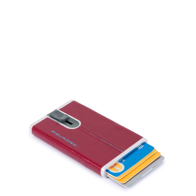 Compact wallet Rosso per carte di credito con sliding sy Blue Square