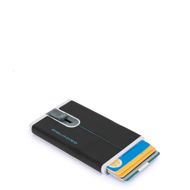 Compact wallet Nero per carte di credito con sliding sy Blue Square