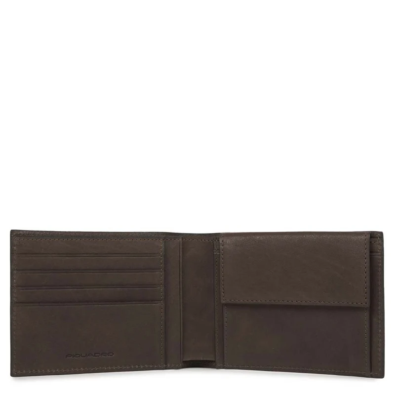 Portafoglio uomo con portamonete e protezione anti-frode RFID Black Square