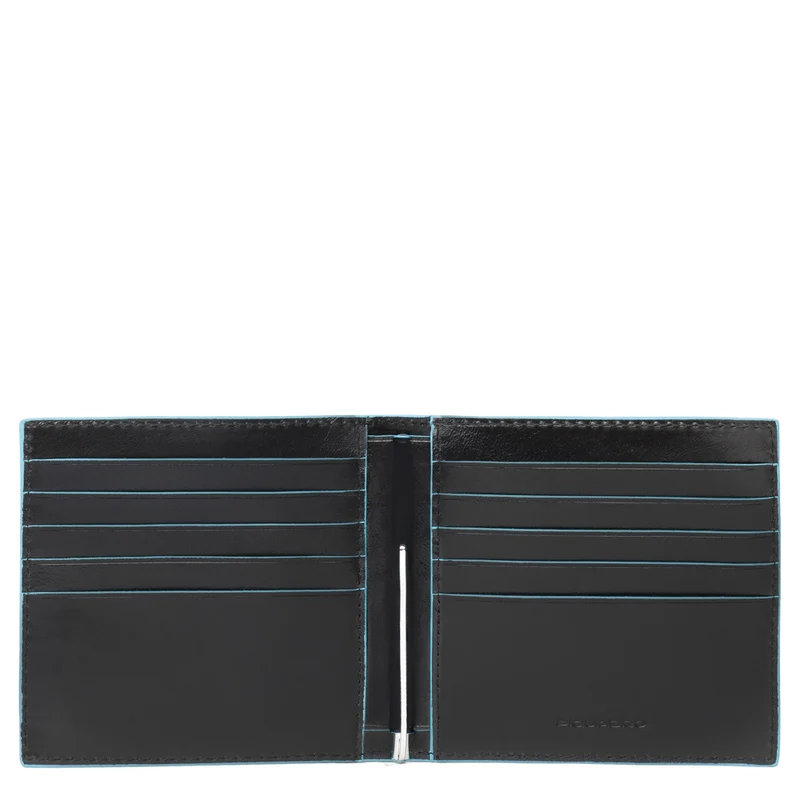 Portafogli con molla porta dollari in pelle Blue Square