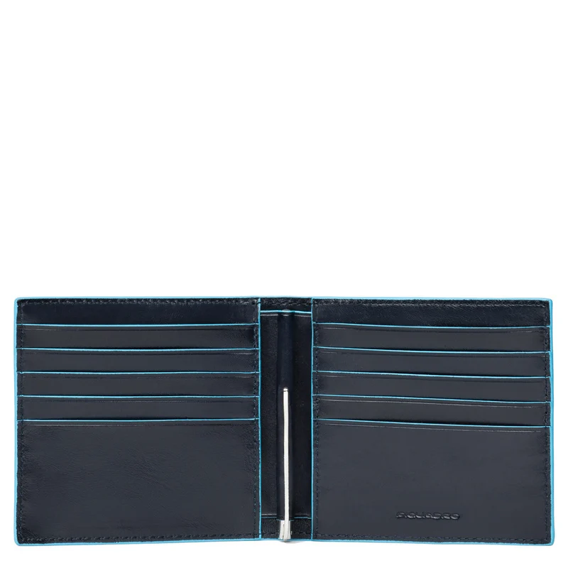 Portafogli con molla porta dollari in pelle Blue Square