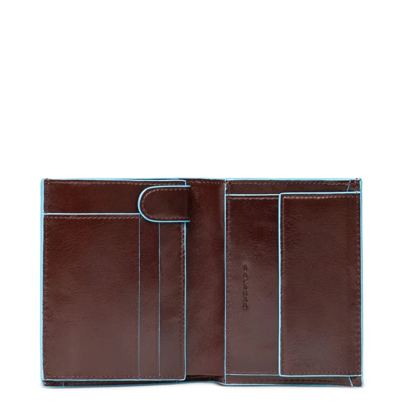 Portafoglio uomo verticale con porta monete porta Blue Square