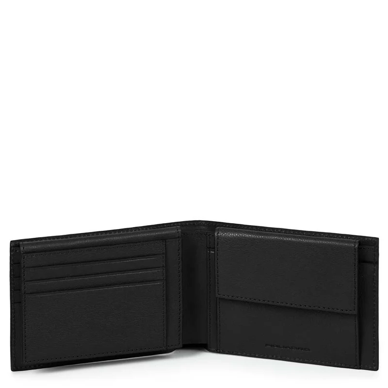 Portafoglio uomo con portamonete/porta carte anti-frode RFID Black Square