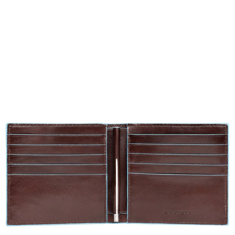 Portafogli con molla porta dollari in pelle Blue Square