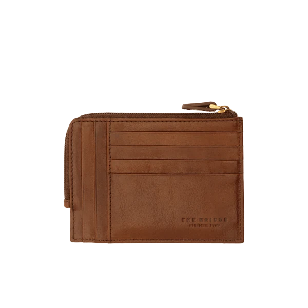 Portatessere con zip in pelle The Bridge Linea Story Uomo