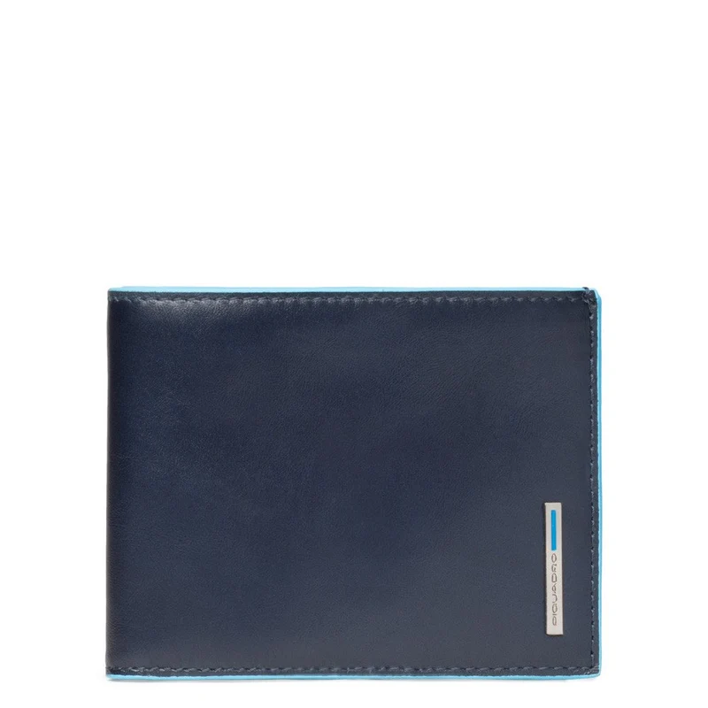 Portafoglio uomo con portamonete in pelle Blue Square