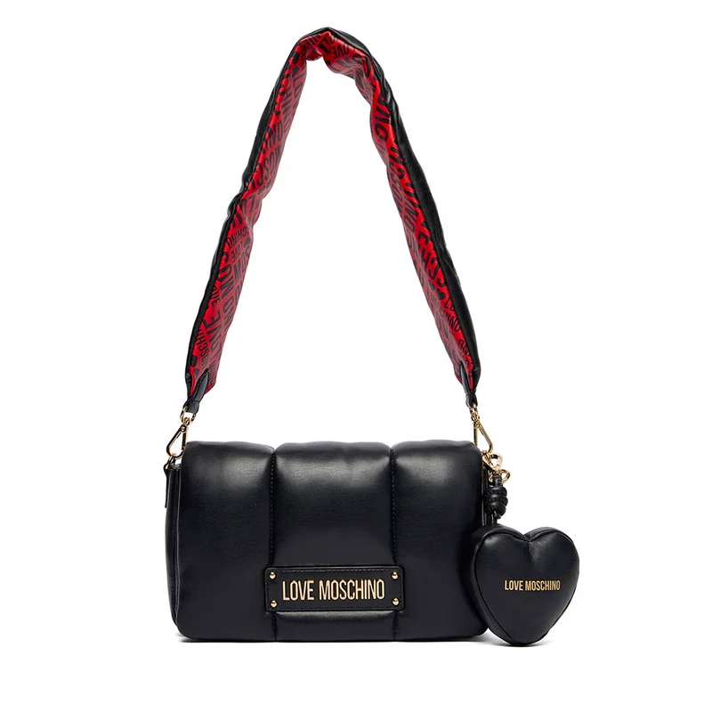 Borsa Donna a Tracolla LOVE MOSCHINO linea Puffy Logo Trapuntata Imbottita Nera