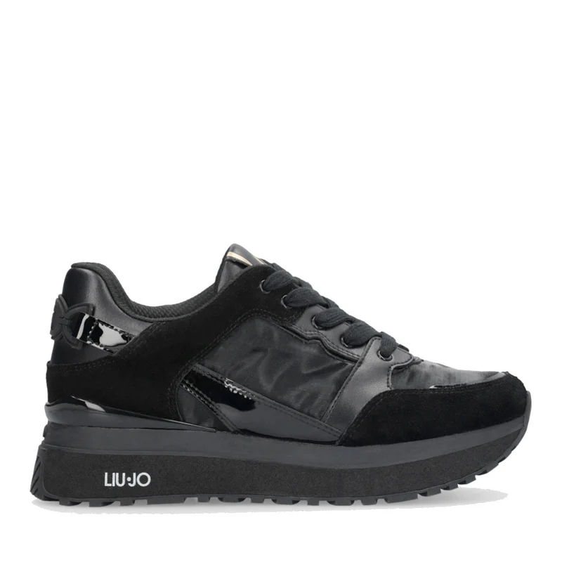 Sneakers Platform Donna LIU JO Maxi Wonder 91 in Suede Nylon e Vernice Nero
