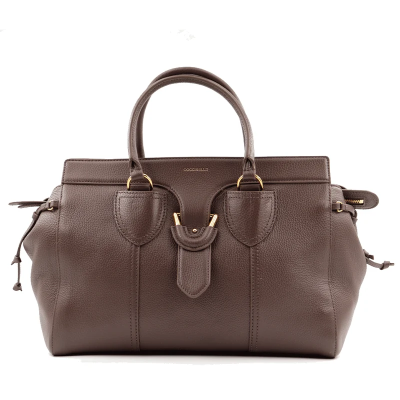 Borsa Donna a Mano COCCINELLE in Pelle Linea York L colore Fondant Brown