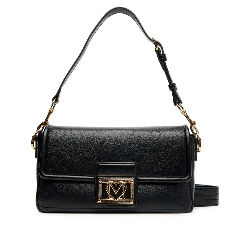 Borsa Donna a Spalla con Tracolla LOVE MOSCHINO Nera con Placca Quadrata con Logo