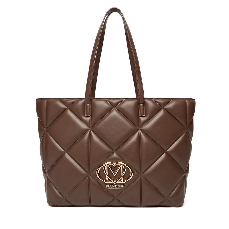 Shopping Bag Large LOVE MOSCHINO linea Embossed Trapuntata Marrone