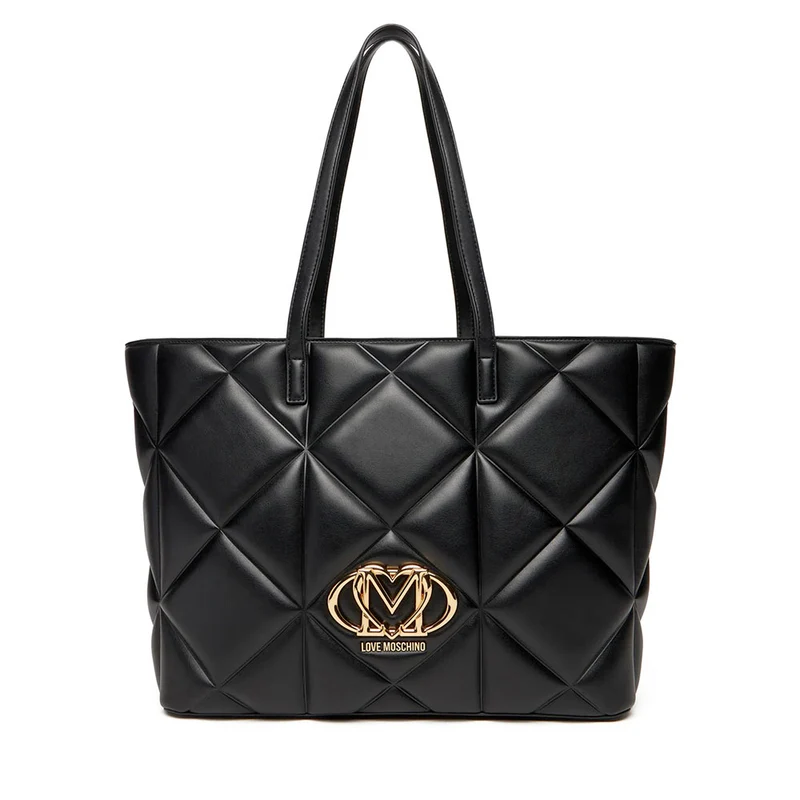 Shopping Bag Large LOVE MOSCHINO linea Embossed Trapuntata Nera